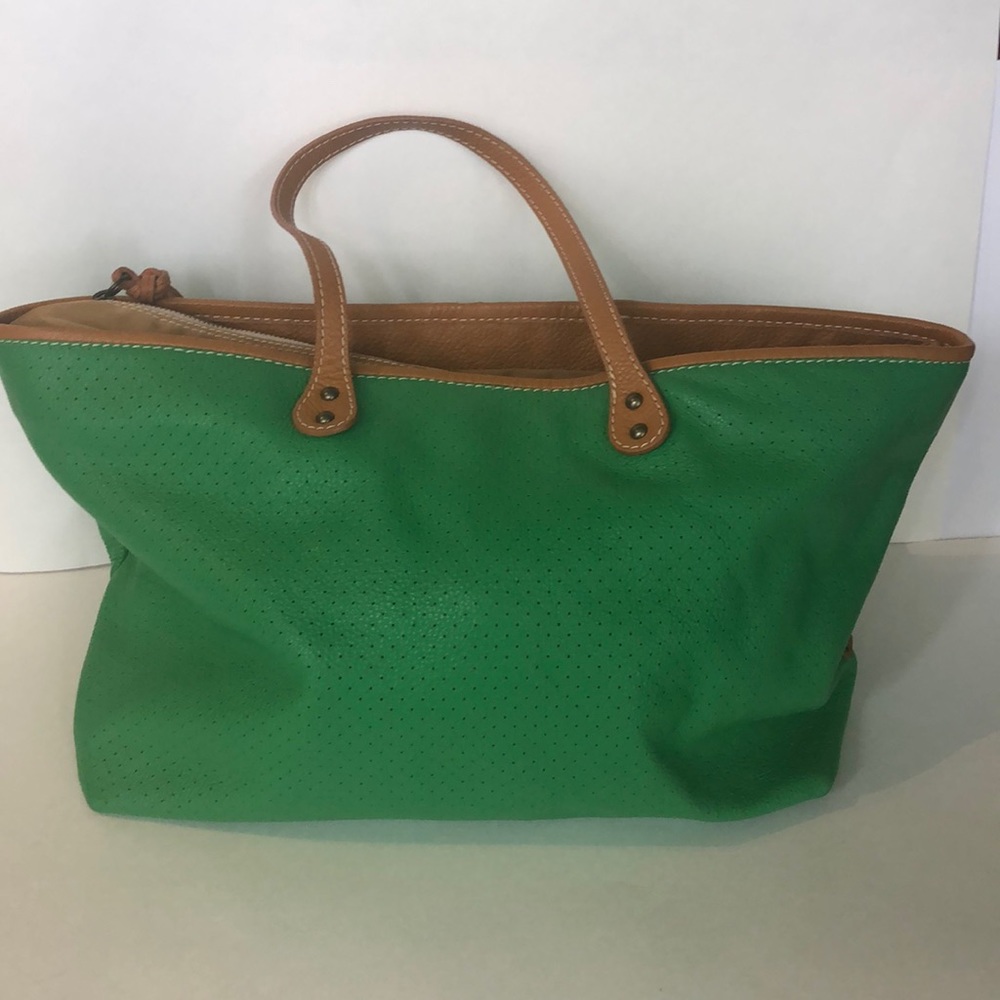 Green Sofia C. Genuine leather tote made in Italy
